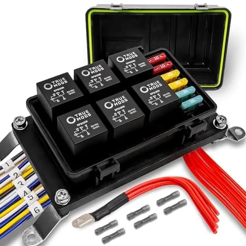 True MODS 12V Automotive Waterproof 5-Pin Prewired Relay Fuse Box Block Kit with Harness | 6-Circuit Power Distribution thumbnail 1