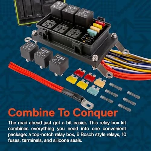 True MODS 12V Automotive Waterproof 5-Pin Prewired Relay Fuse Box Block Kit with Harness | 6-Circuit Power Distribution thumbnail 5