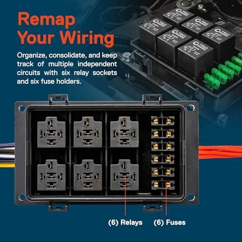 True MODS 12V Automotive Waterproof 5-Pin Prewired Relay Fuse Box Block Kit with Harness | 6-Circuit Power Distribution thumbnail 2
