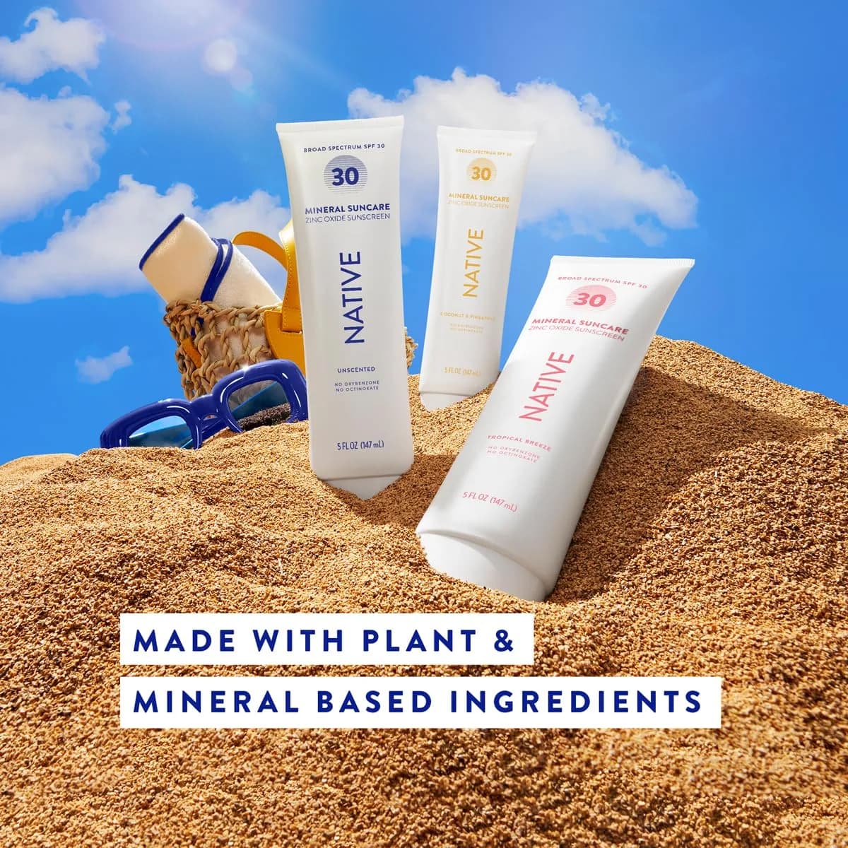Native Sunscreen SPF 30 with Zinc Oxide, Coconut & Pineapple Scent, 5 oz | Dermatologist Tested for Sensitive Skin - view 6