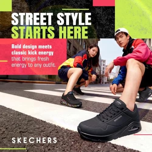 Skechers Men's Uno-Stand on Air Sneaker Wide Fit | Black/Black, 13 Wide thumbnail 2