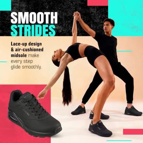 Skechers Men's Uno-Stand on Air Sneaker Wide Fit | Black/Black, 13 Wide thumbnail 3