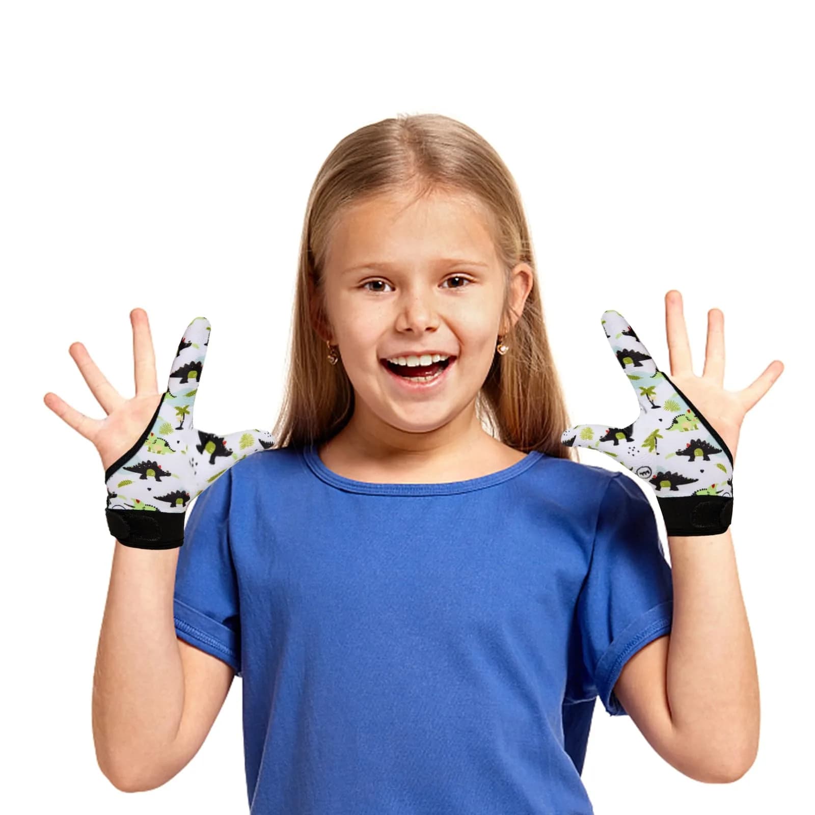 Yxmeiguo Thumb Sucking Guard Gloves for Kids Ages 5-12 | Soft Breathable Fiber, Adjustable Wrist, 2 Pairs Black Dinosaur - view 7