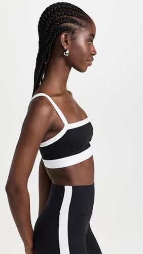 Splits59 Monah Rigor Medium Support Bra Black/White X-Large | Square Neck, Nylon & Spandex thumbnail 4