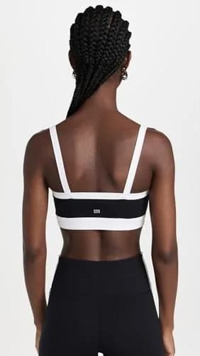 Splits59 Monah Rigor Medium Support Bra Black/White X-Large | Square Neck, Nylon & Spandex thumbnail 3