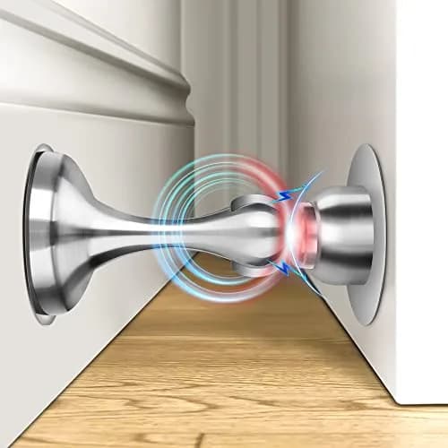 Crosize Magnetic Door Stoppers 6 Pack, Stainless Steel Door Stops for Wall and Floor Mounting, White | Furniture Anchors 6 Pack — Silver