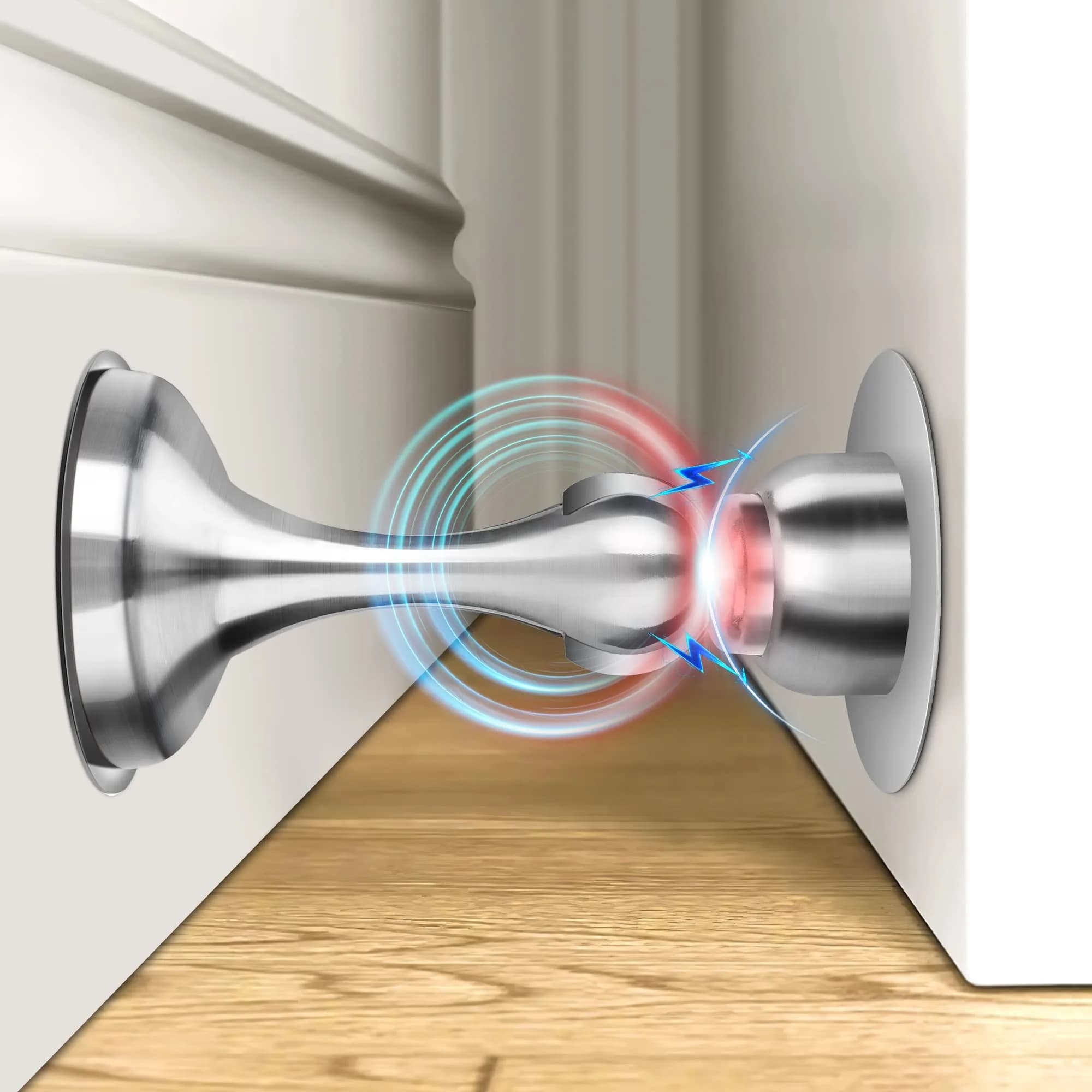 Crosize Magnetic Door Stopper 1 Pack Silver | Strong Magnetism for Wall and Floor Mounting - main product image
