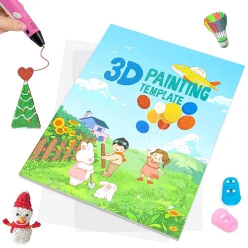 Vomika 3D Pen Painting Drawing Book, 40 Pattern Templates | Kids & Artists, Easy to Use, 40 Cartoon Patterns thumbnail 1