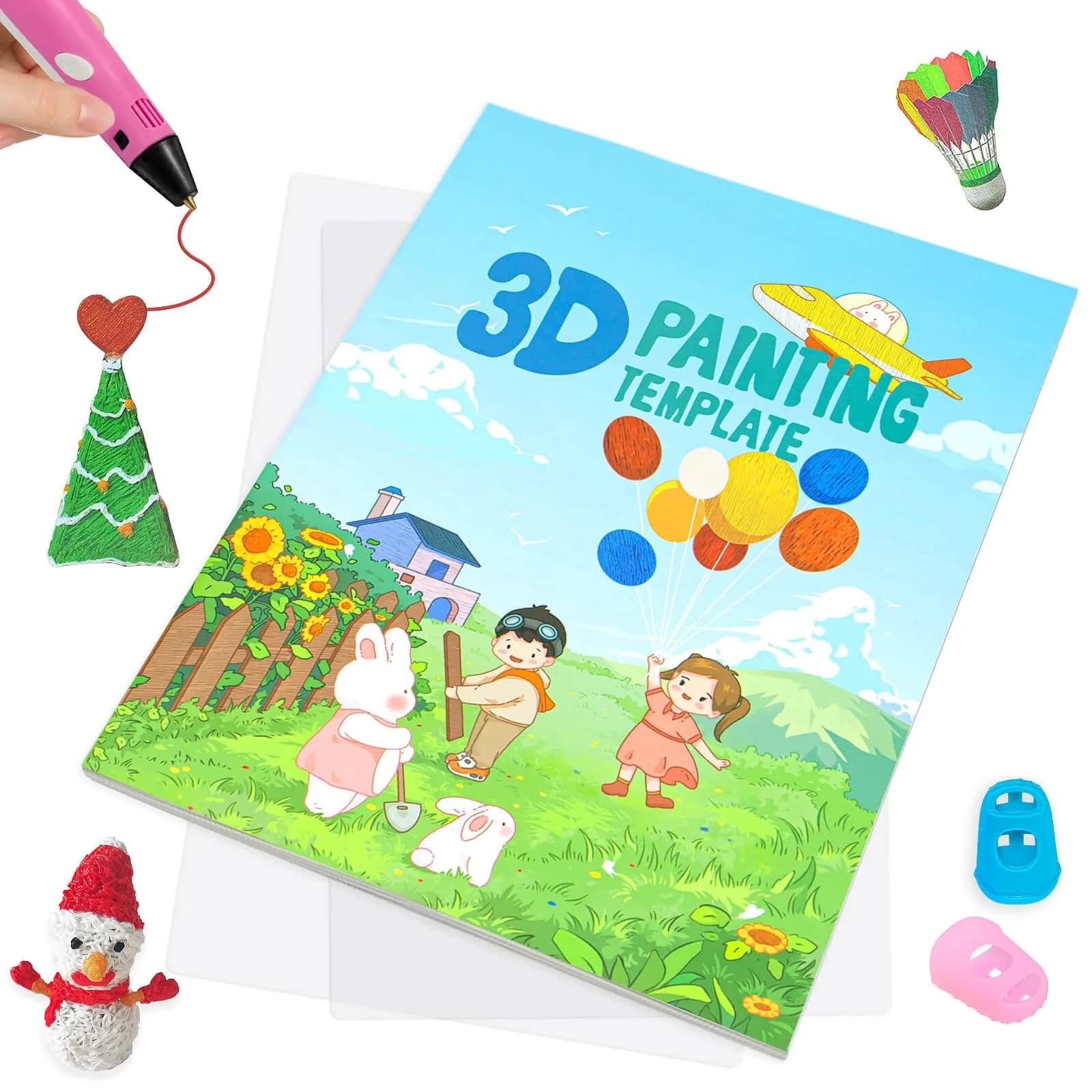 Vomika 3D Pen Painting Drawing Book, 40 Pattern Templates | Kids & Artists, Easy to Use, 40 Cartoon Patterns - main product image