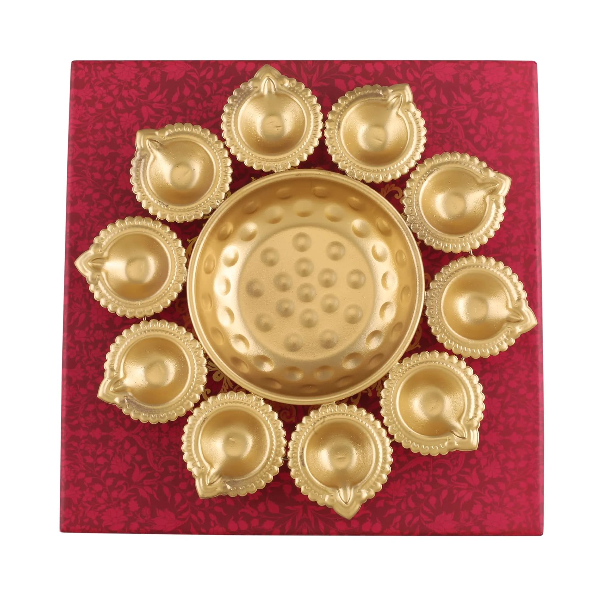 Ayurveda Copper Gold Urli Tealight Holder 25cm (10 Inches) | Traditional Indian Metal Decor - view 3