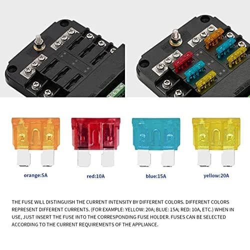 BlueFire 6-Way Blade Fuse Block with LED Indicator & ACC Interface, 12V/24V DC, 80A Input, 20A Output Per Circuit | Waterproof & Dustproof Fuse Holder thumbnail 4