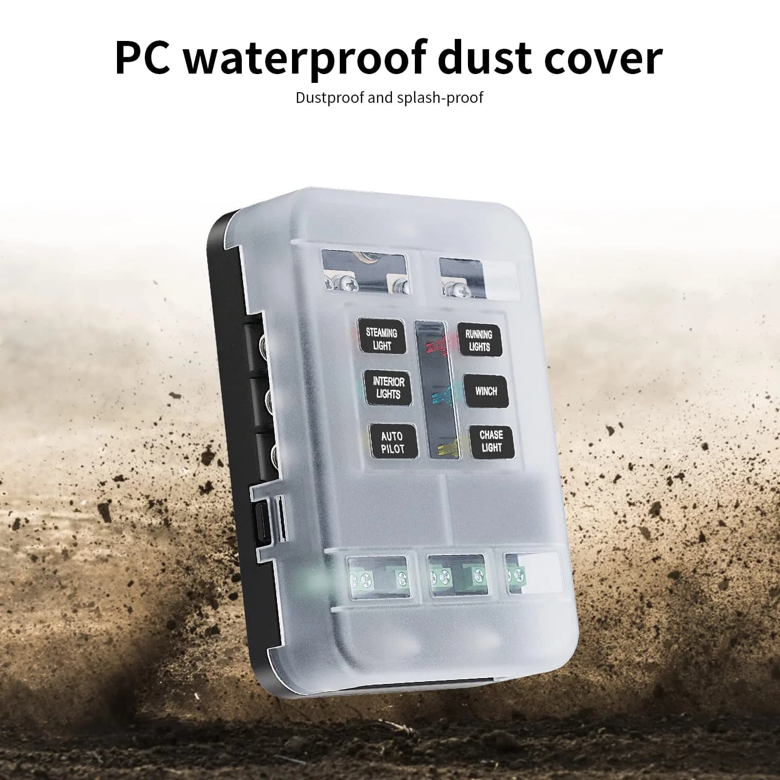 BlueFire 6-Way Blade Fuse Block with LED Indicator & ACC Interface, 12V/24V DC, 80A Input, 20A Output Per Circuit | Waterproof & Dustproof Fuse Holder - view 5