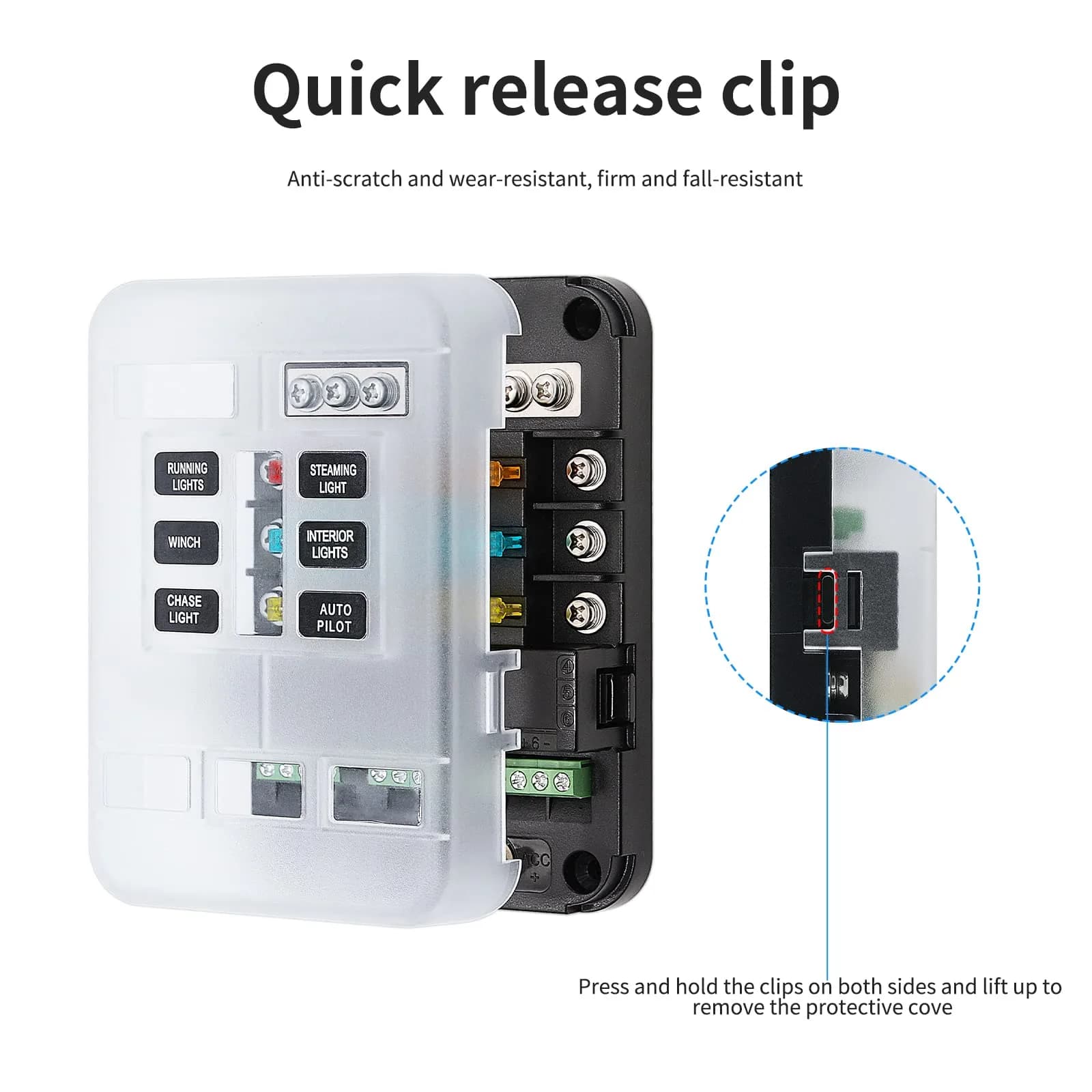 BlueFire 6-Way Blade Fuse Block with LED Indicator & ACC Interface, 12V/24V DC, 80A Input, 20A Output Per Circuit | Waterproof & Dustproof Fuse Holder - view 6