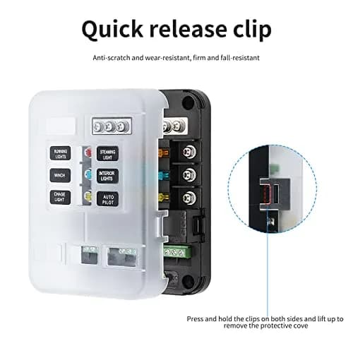 BlueFire 6-Way Blade Fuse Block with LED Indicator & ACC Interface, 12V/24V DC, 80A Input, 20A Output Per Circuit | Waterproof & Dustproof Fuse Holder thumbnail 6