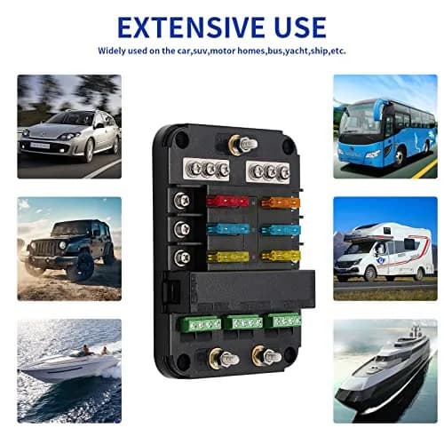 BlueFire 6-Way Blade Fuse Block with LED Indicator & ACC Interface, 12V/24V DC, 80A Input, 20A Output Per Circuit | Waterproof & Dustproof Fuse Holder thumbnail 7