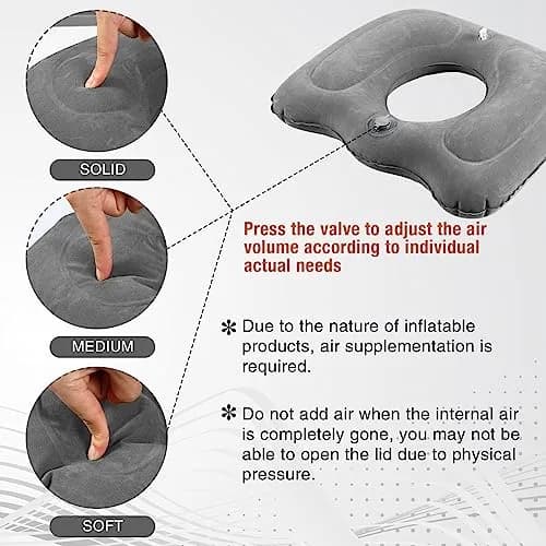 Leinuosen Inflatable Seat Cushion 46cm x 40cm x 12cm (18.1'' x 15.7'' x 4.7'') | Grey 2-Pack thumbnail 3