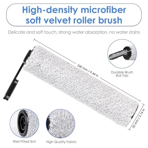 MIBUMIKI Replacement Brush Rollers for Tineco Floor One S5/S5 Pro | 2 Pieces, Microfiber Soft Bristles thumbnail 3