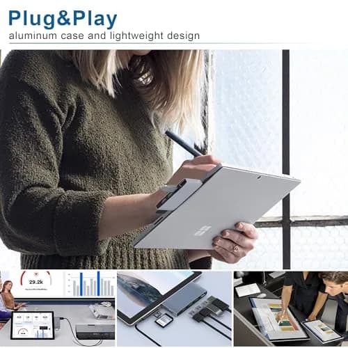 clickfish Surface Pro 6/Pro 5/Pro 4 USB Hub Docking Station 4K HDMI, SD & TF Card Reader, Aluminum, Compact, Lightweight | 4K@30Hz thumbnail 8
