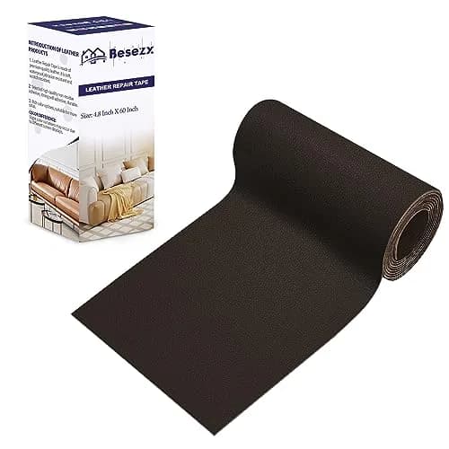 Besezx Leather Repair Patch Tape Kit Dark Brown-Litchi Grain 114.3cm x 152.4cm | Self-Adhesive for Furniture & Auto Upholstery thumbnail 1