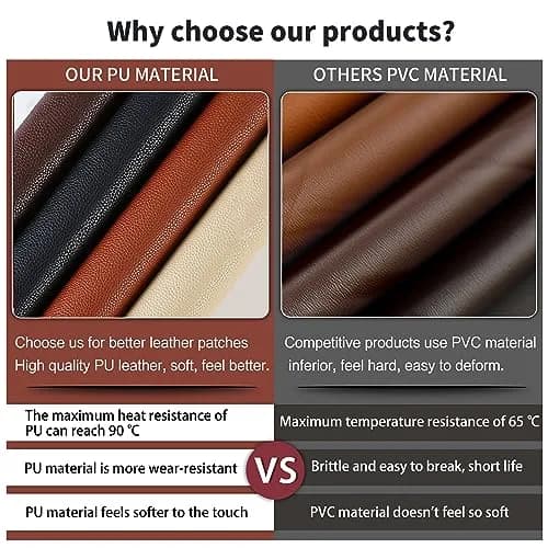 Besezx Leather Repair Patch Tape Kit Dark Brown-Litchi Grain 114.3cm x 152.4cm | Self-Adhesive for Furniture & Auto Upholstery thumbnail 3