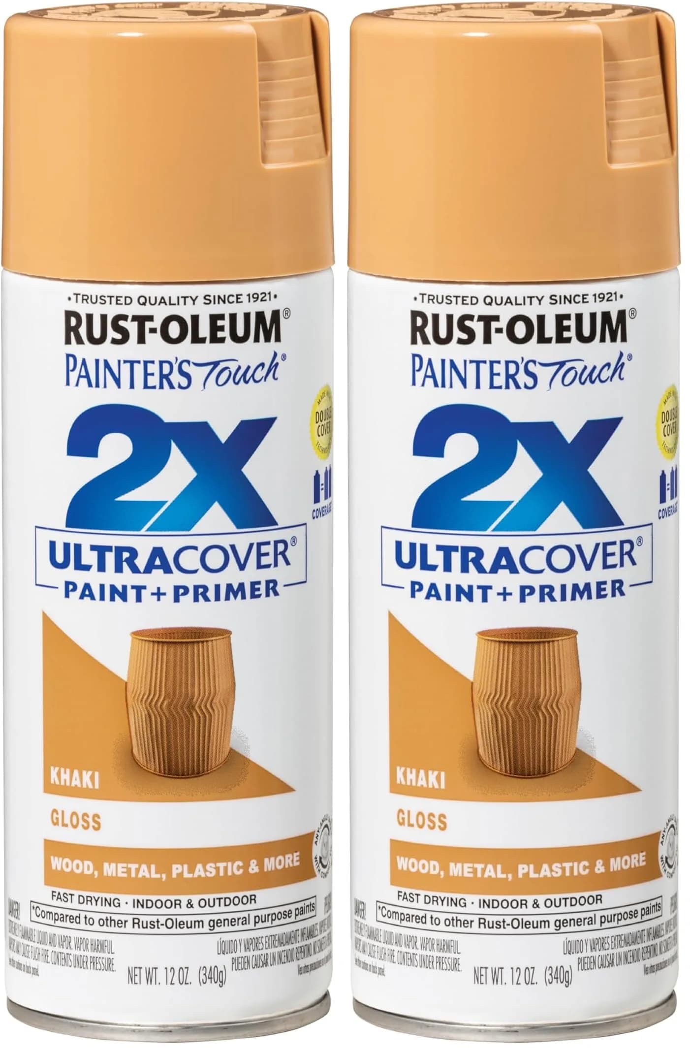 Rust-Oleum Painter's Touch 2X Gloss Khaki Spray Paint, 12 Oz (2 Pack) - main product image