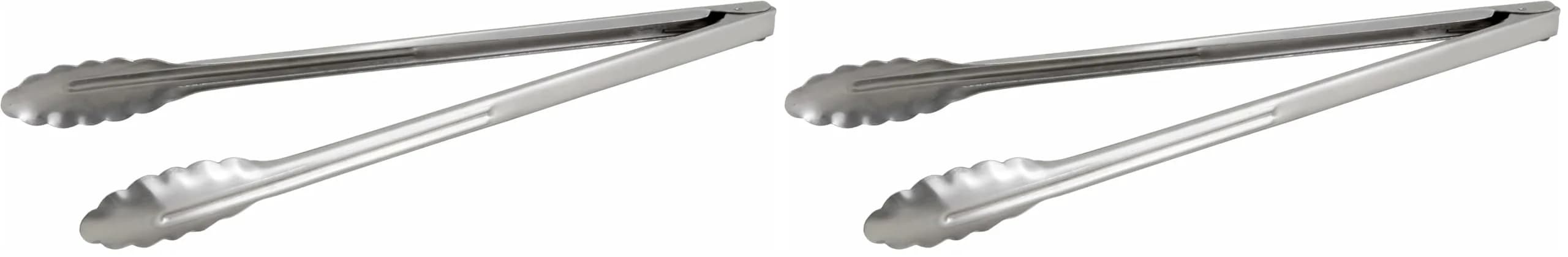 Winco Coiled Spring Heavyweight Stainless Steel Utility Tong, 16-Inch (Pack of 2) | Commercial Grade, Dishwasher Safe — Acero inoxidable