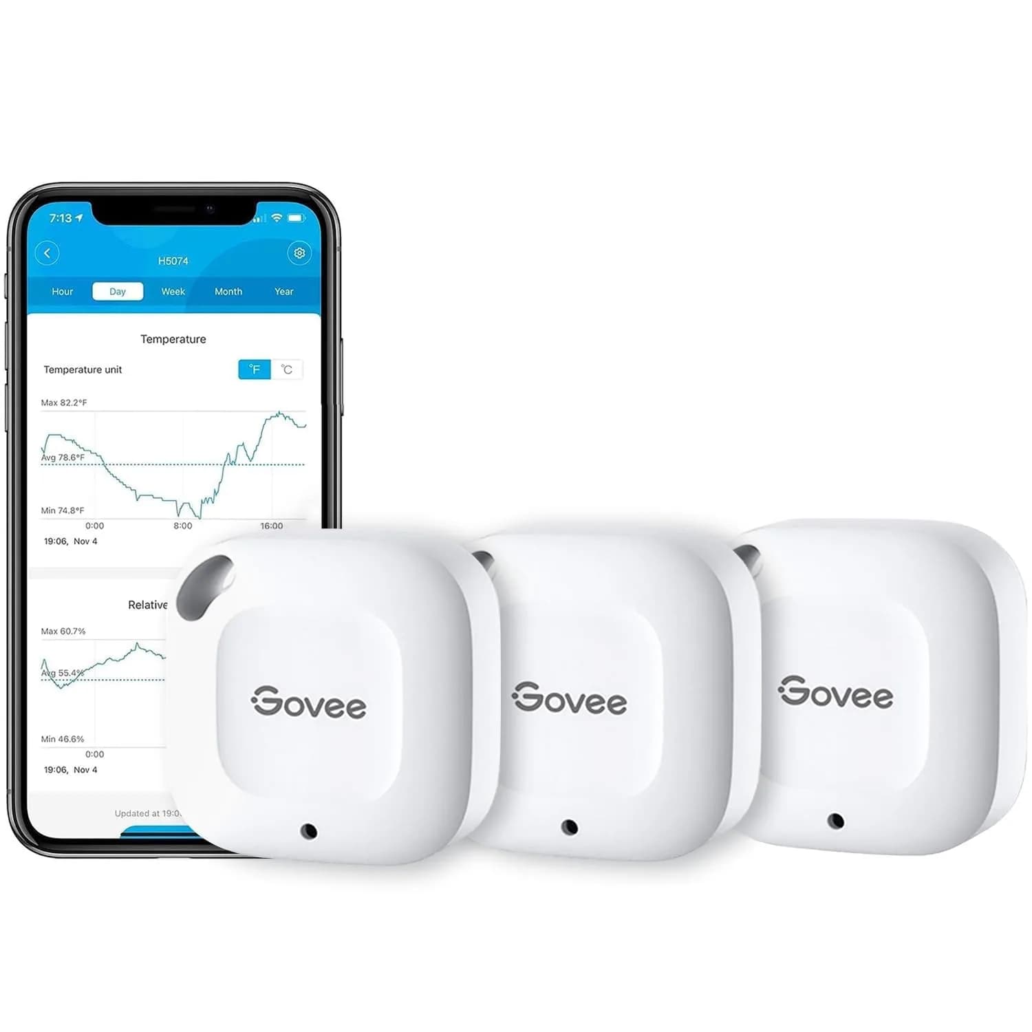 Govee Smart Bluetooth Thermometer Hygrometer 3 Pack | Monitor Temp & Humidity with App Alerts - main product image
