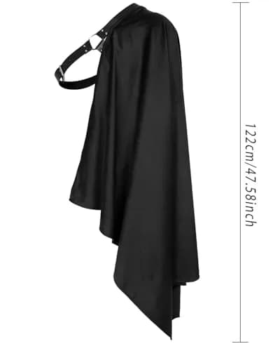 L'VOW Medieval Half Shoulder Cape Knight Cloak with Belt, Black | Vintage Costume Accessory for Men & Women thumbnail 6