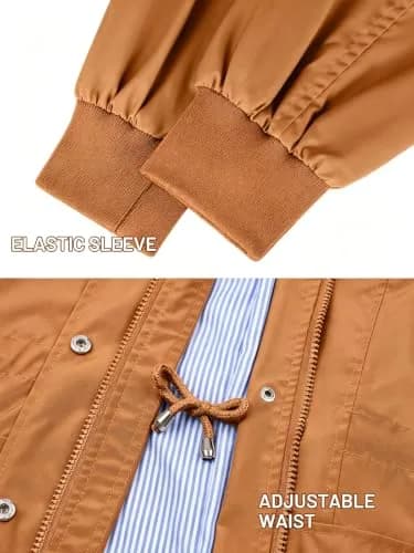 PITINAN Women Rain Jacket Waterproof With Hood Long Trench Coat Caramel, M | Water-Resistant, Detachable Hood, Adjustable Waist thumbnail 5