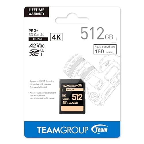 TEAMGROUP PRO 512GB SDXC Memory Card UHS-I U3 A2 V30 4K UHD 160/120MB/s | For Professional Content Creation thumbnail 7