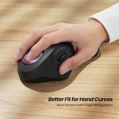 Nulea M505A Wireless Trackball Mouse Ergonomic 44mm Index Finger Control | Adjustable DPI & Bluetooth thumbnail 2