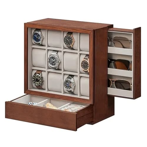 SONGMICS 12 Watch Display Case with Hidden Storage 32.5 cm (12.8 in) | Organize Your Collection thumbnail 1