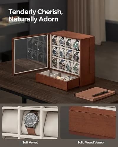 SONGMICS 12 Watch Display Case with Hidden Storage 32.5 cm (12.8 in) | Organize Your Collection thumbnail 4