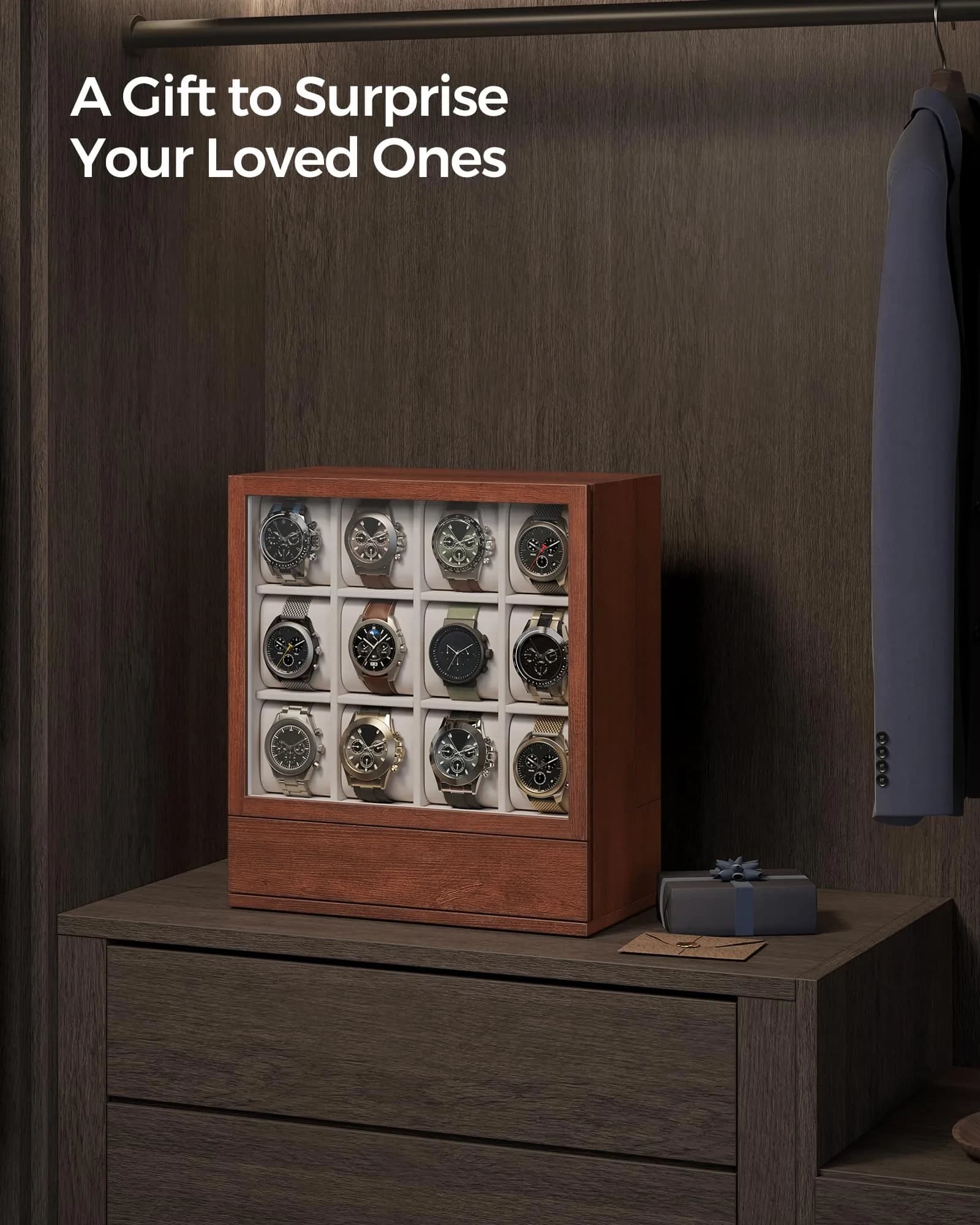 SONGMICS 12 Watch Display Case with Hidden Storage 32.5 cm (12.8 in) | Organize Your Collection - view 6