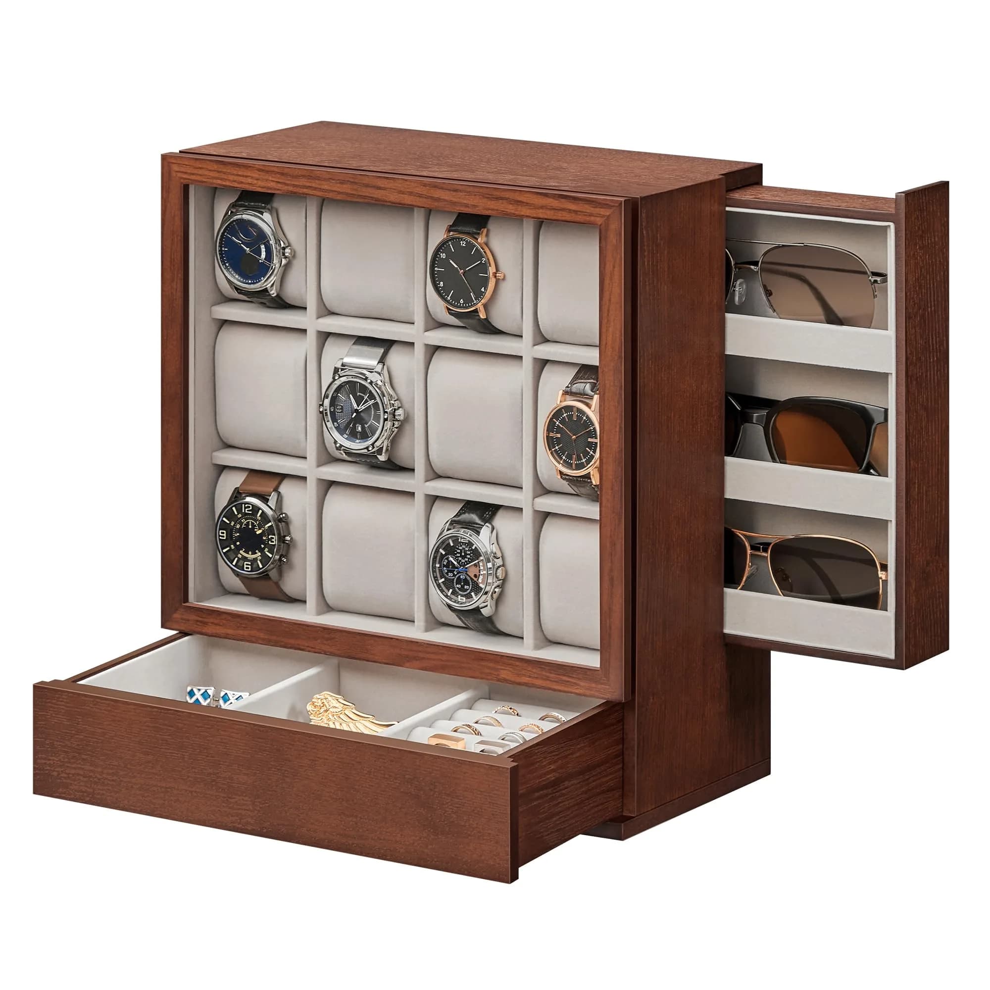 SONGMICS 12 Watch Display Case with Hidden Storage 32.5 cm (12.8 in) | Organize Your Collection - main product image