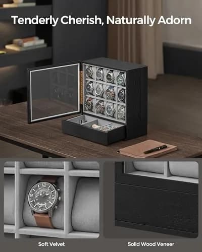 SONGMICS 12 Watch Display Case with Hidden Storage 32.5cm (12.8 inches) | Organize & Protect Your Timepieces thumbnail 4