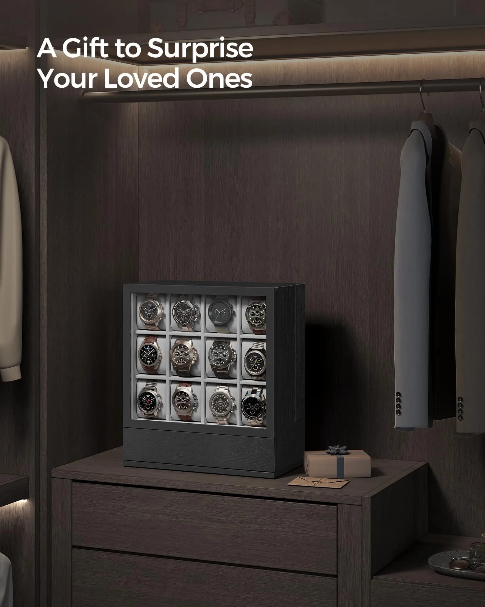 SONGMICS 12 Watch Display Case with Hidden Storage 32.5cm (12.8 inches) | Organize & Protect Your Timepieces - view 6