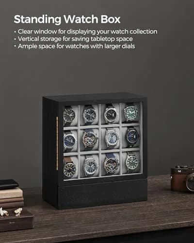 SONGMICS 12 Watch Display Case with Hidden Storage 32.5cm (12.8 inches) | Organize & Protect Your Timepieces thumbnail 2
