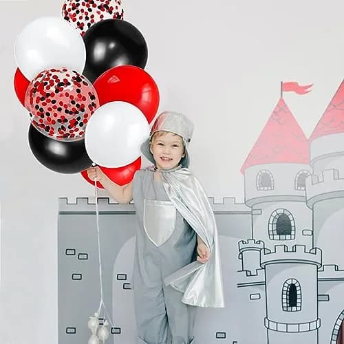 KUULBELA 68Pcs Red Black White Latex Balloons 12 Inch with Confetti | Assorted Colors Value Pack thumbnail 7