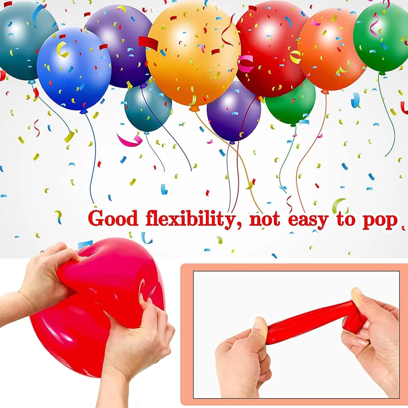 KUULBELA 68Pcs Red Black White Latex Balloons 12 Inch with Confetti | Assorted Colors Value Pack - view 3
