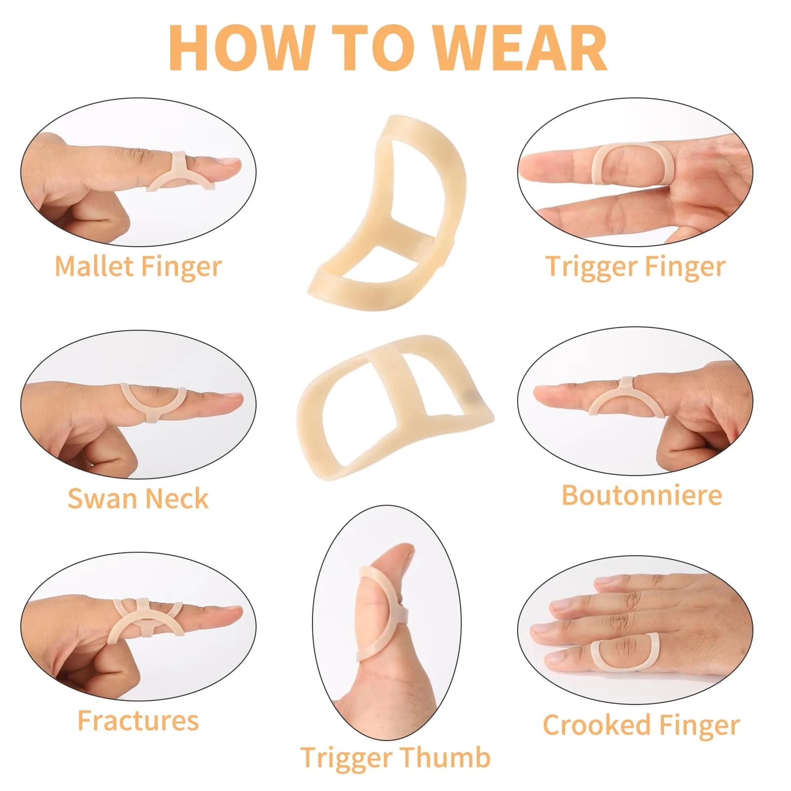 CAGSIG Oval Finger Splints 5PCS Set - Sizes 3-7 | Support for Trigger, Mallet, Arthritis Finger Pain - view 2