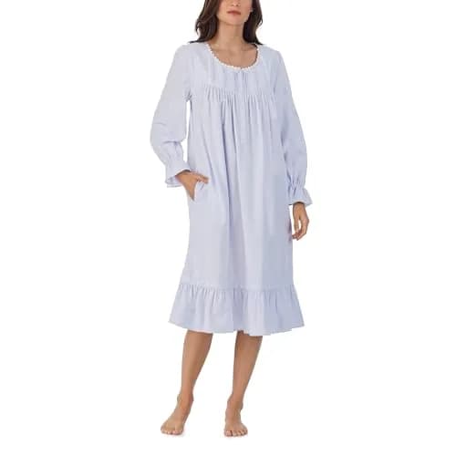 Eileen West 100% Cotton Flannel Nightgown 42" Long Sleeve | Elegant, Warm & Breathable thumbnail 1