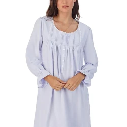 Eileen West 100% Cotton Flannel Nightgown 42" Long Sleeve | Elegant, Warm & Breathable thumbnail 2