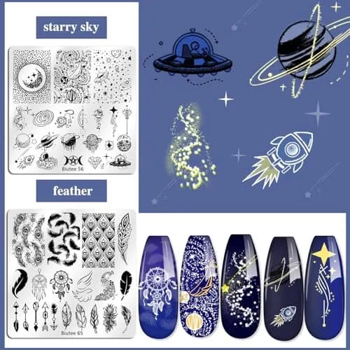 Biutee 26 Piece Nail Art Stamping Kit with 8 Colors Gel Polish & Storage Bag | Professional DIY Manicure Tools thumbnail 4