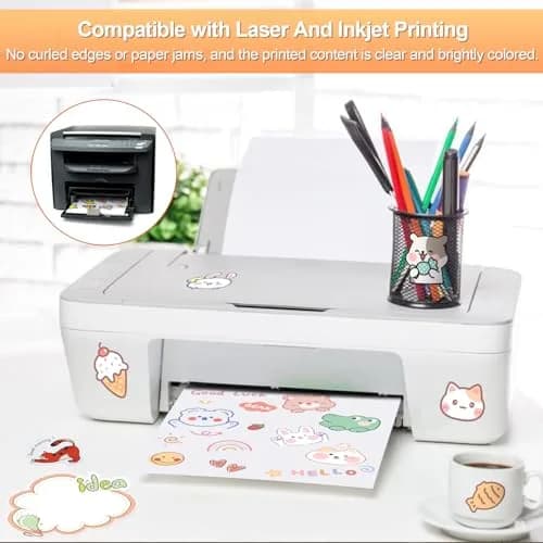 Joyberg Matte Printable Sticker Paper 40 Sheets (8.5"x11") | Full Sheet Labels for Inkjet & Laser Printers thumbnail 4