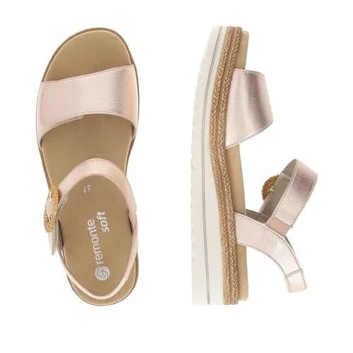 Remonte Women's Strappy Sandals D0Q52 | Soft Leather Summer Footwear in Pink 7 US thumbnail 5