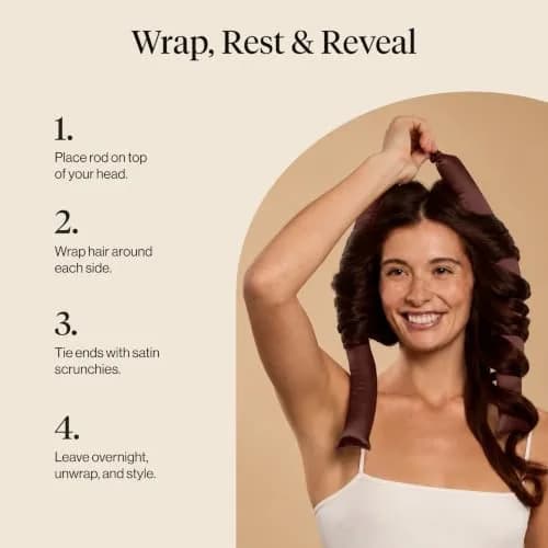 Kitsch Satin Heatless Curls Overnight Set - Chocolate | 34" Rod & 2 Scrunchies thumbnail 8