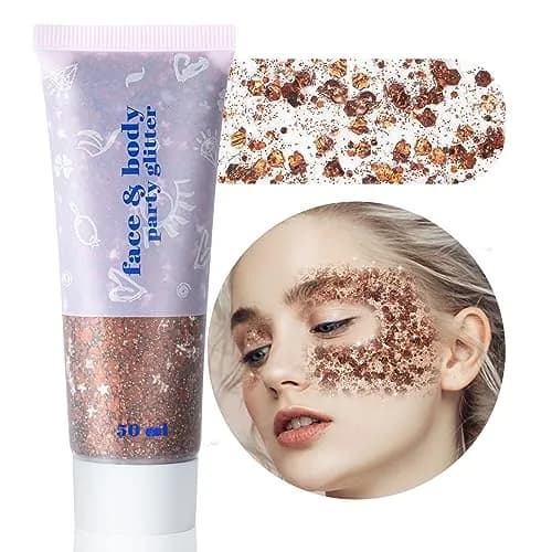 MEICOLY Brown Body Glitter Gel 50ml (1.69 Fl Oz) | Self-Adhesive Chunky Glitter for Face, Body, Hair thumbnail 1