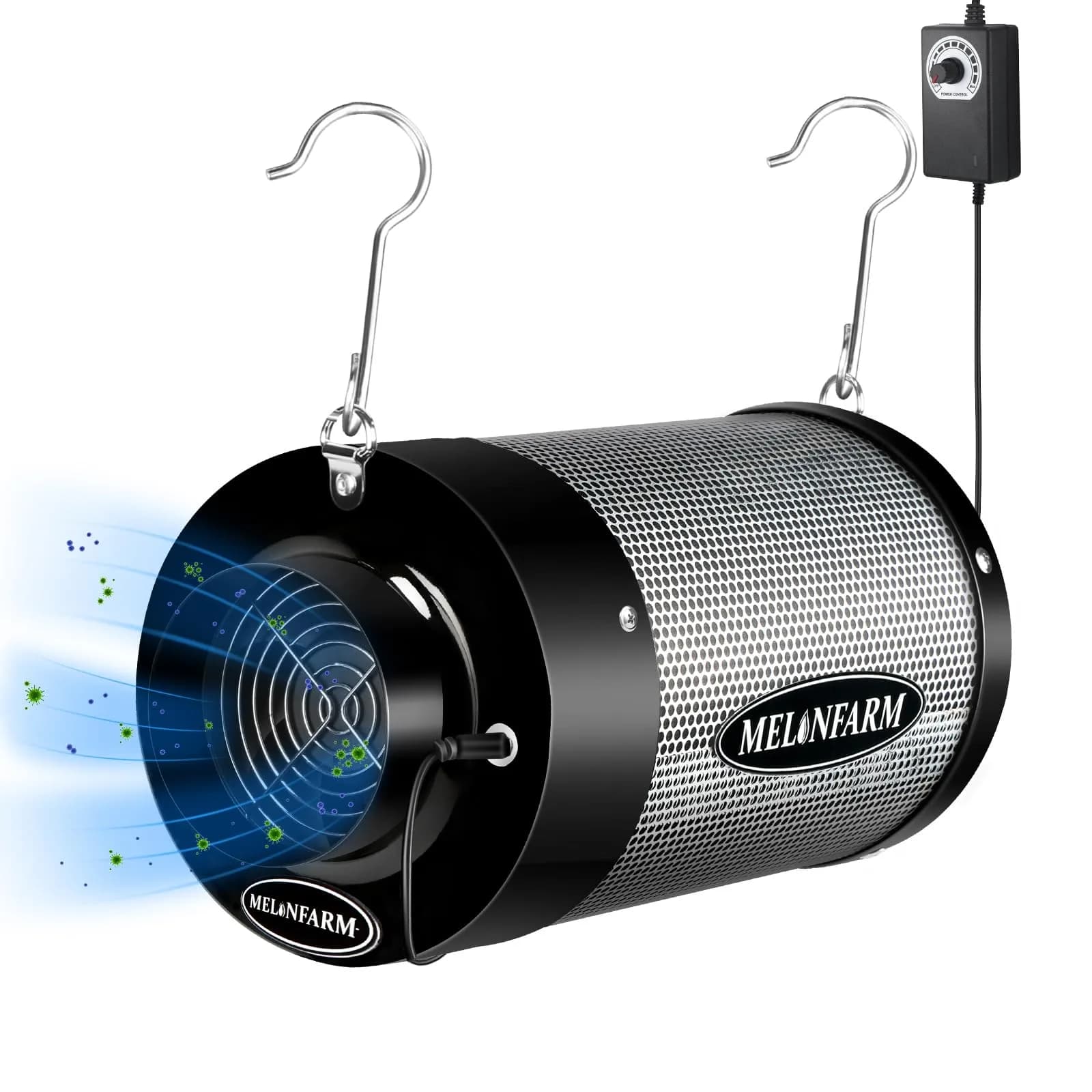 MELONFARM 4 inch Air Carbon Filter with Australia Virgin Charcoal | 14cm Fan Low Noise & Speed Control — 4"x12.6"Fifer+Fan