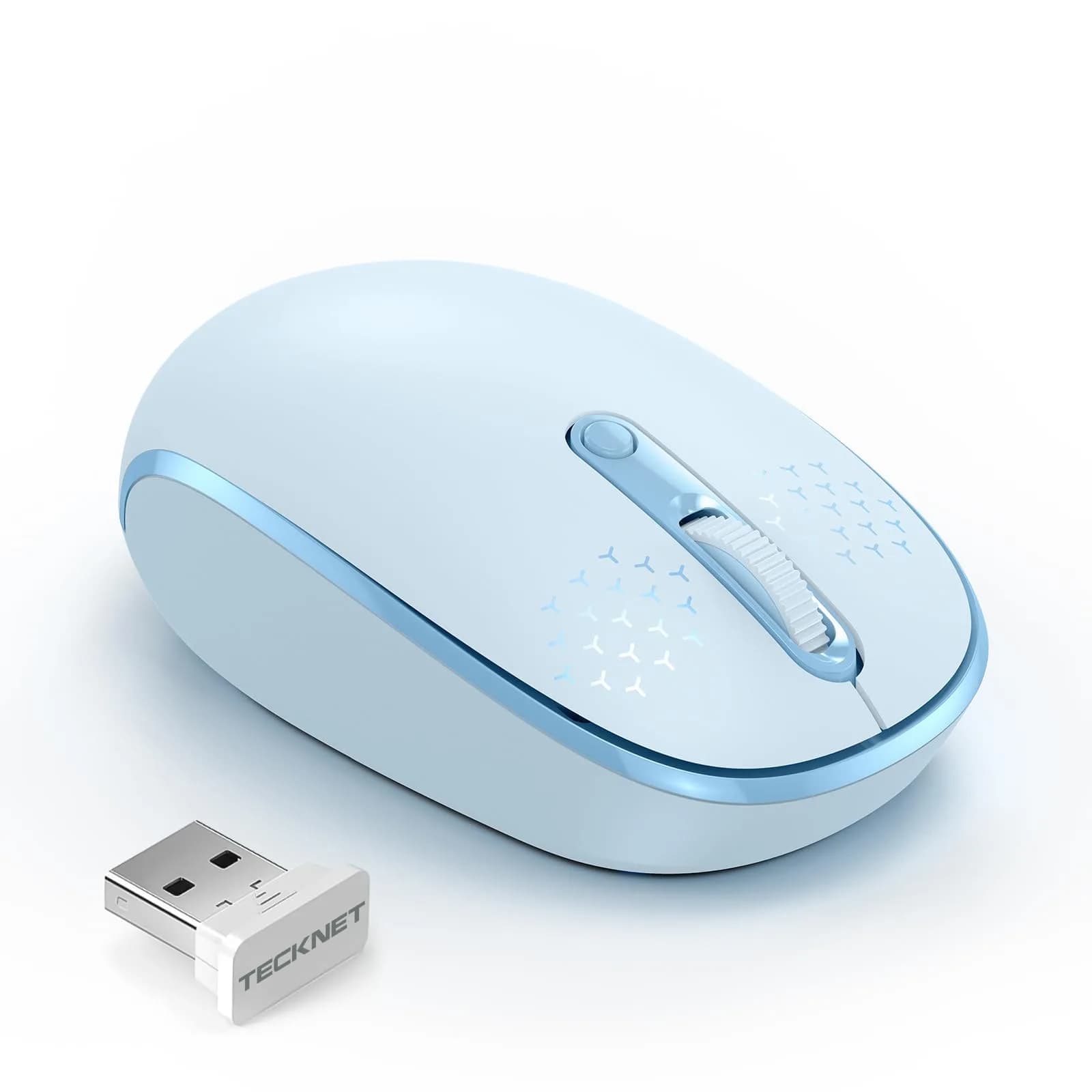 TECKNET Compact Ambidextrous Wireless Mouse for Laptop Blue | Portable, Quiet, 1600 DPI — Blue